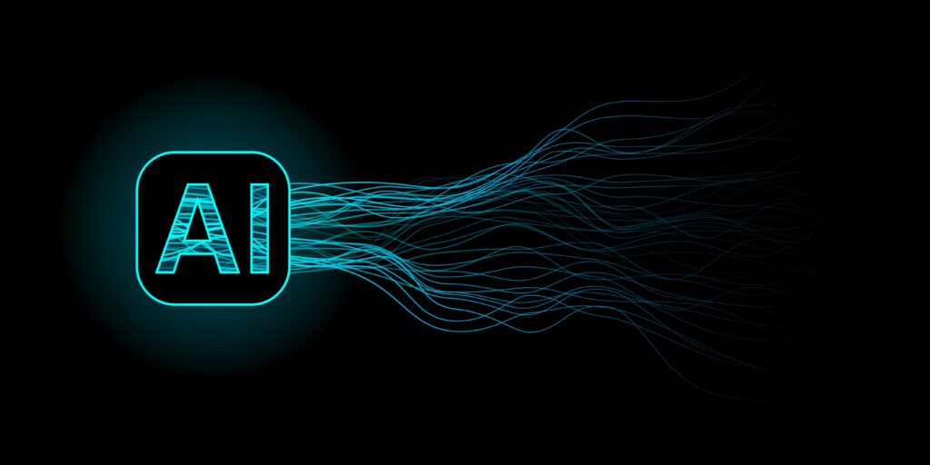 The word AI with digital wires sticking out to represent WormGPT.