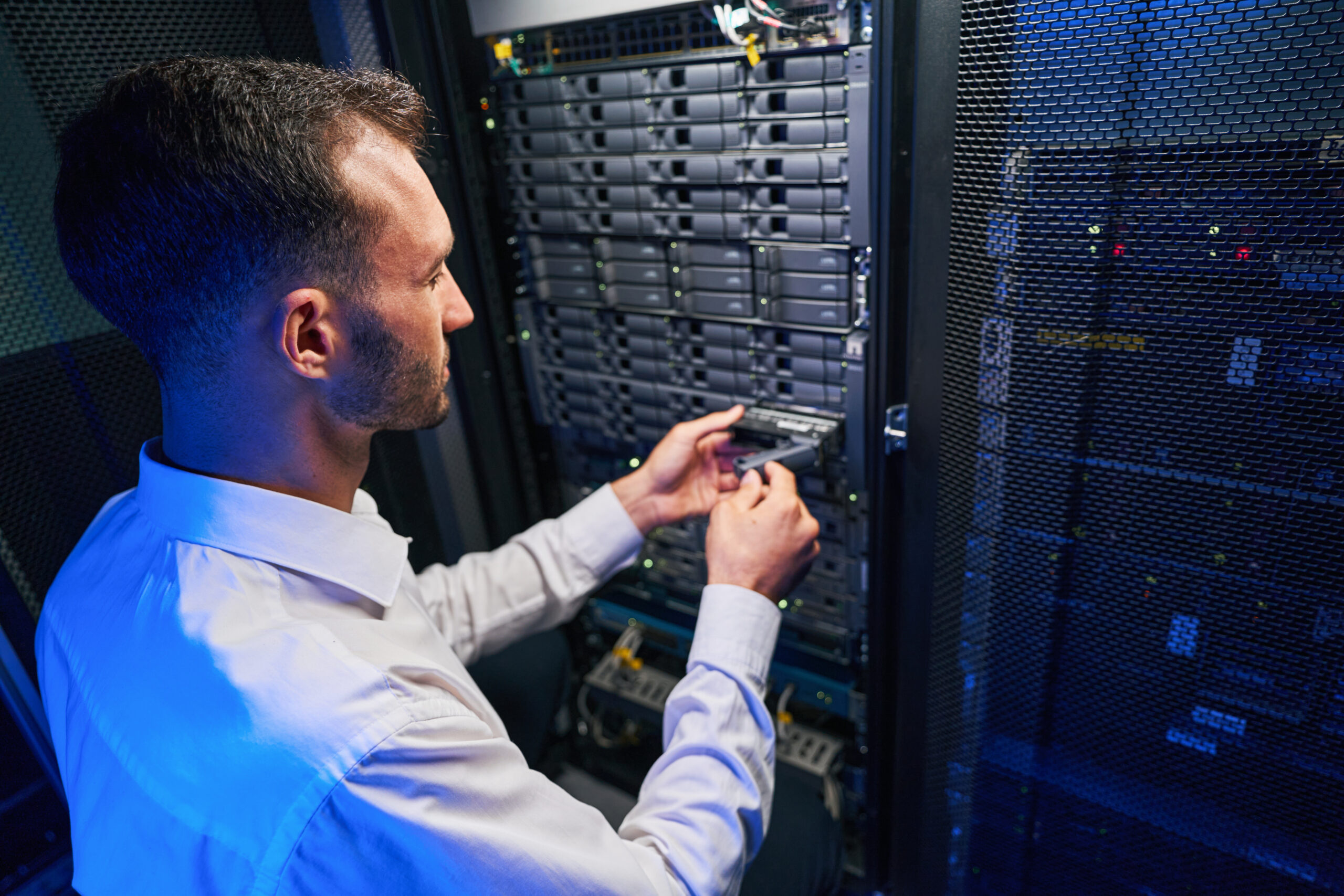 IT technician provide on-site IT support to a client.